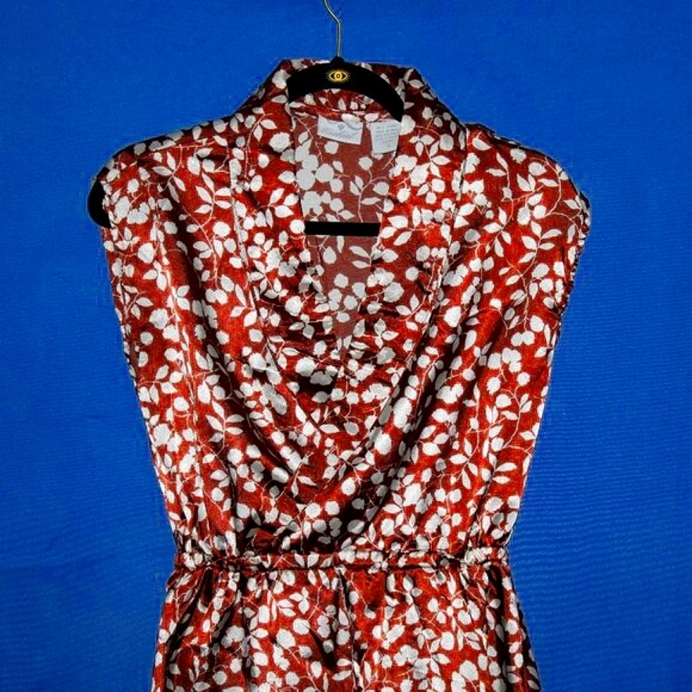 Ezekiel Floral Print Dress - Women's Size S - Brown & Cream Satin - Pull On